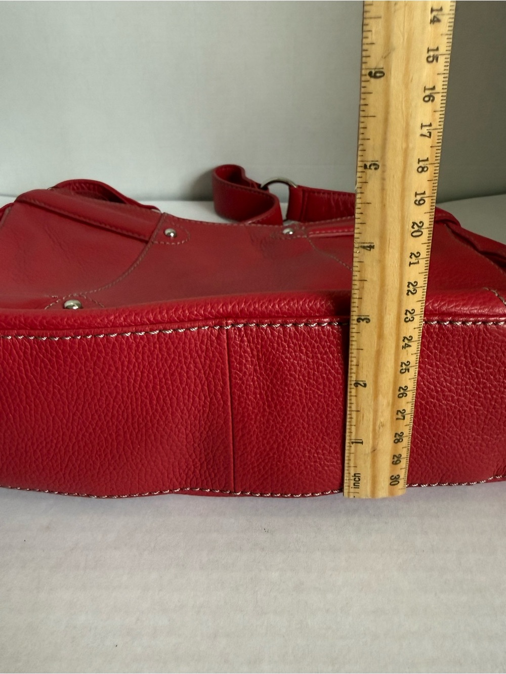 NWT Maxx New York Red Leather Shoulder Bag w Silver Hardware - Picture 4 of 8